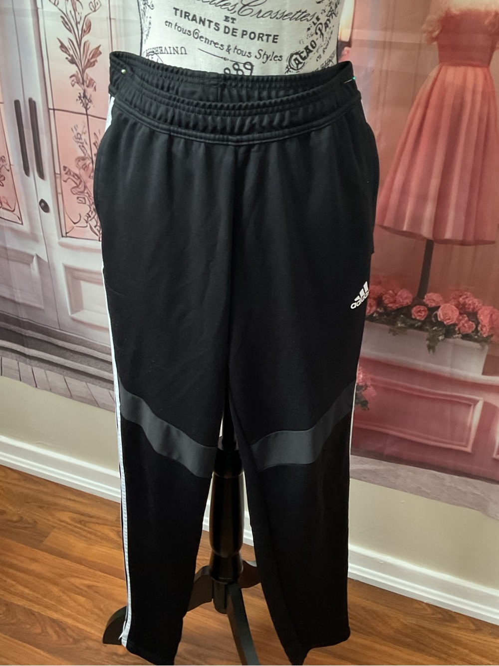 adidas Black Kids' Athletic Joggers with Grey Panels